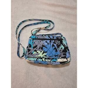 Vera Bradley Ink Blue Quilted Cotton Little Crossbody Flap Bag - Retired